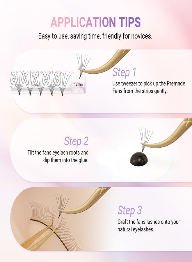 نجراكو وصلات رموش جاهزة من ناجاراكو، وصلات رموش كثيفة جاهزة، 120 خصلة، 7D، انحناء 0.07C، 13 مم، ساق رفيعة مدببة، قاعدة رفيعة، وصلات روسية جاهزة، رموش كثيفة جاهزة، رموش ناعمة - Image 5